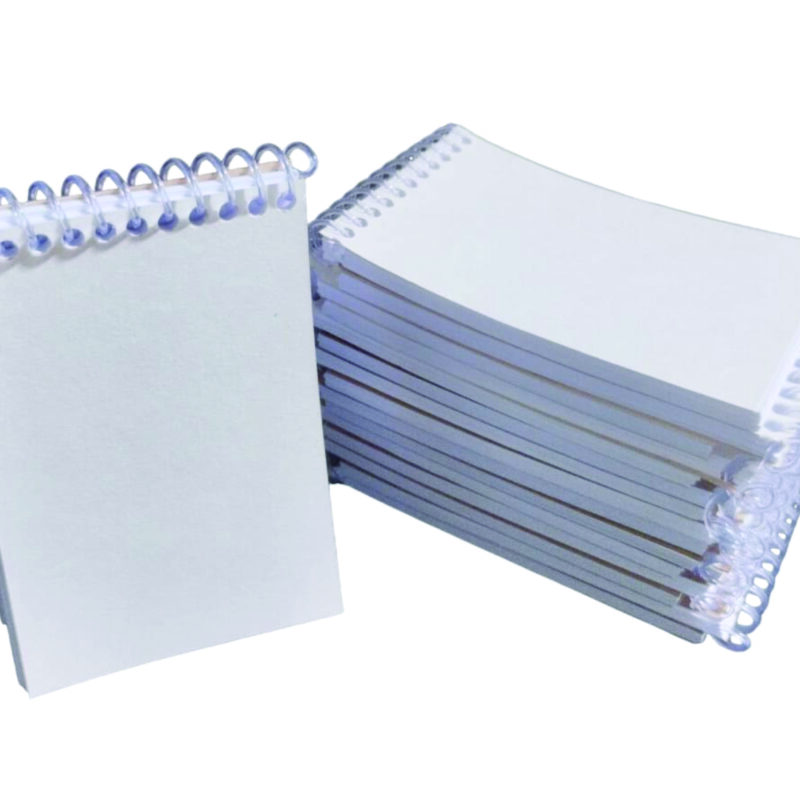 Kit 70 Mini Caderninho Bloco com Capa branca e Espiral Transparente 50 Folhas
